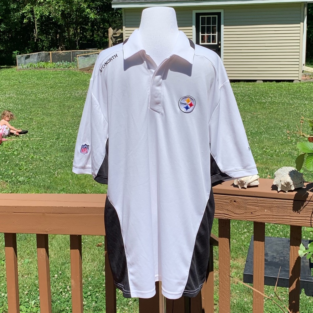 Reebok NFL Steelers White Embroidered Polo Medium